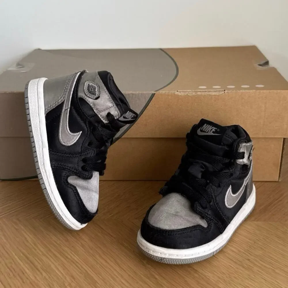 Nike Air Jordan 1 Satin Grey /Black Toddler Sneakers- SZ 6 C
